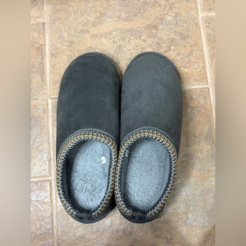 Black Slippers with Gray Lining